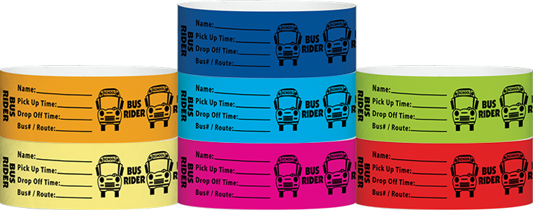 Tyvek® 1" x 10" Bus Rider pattern wristbands