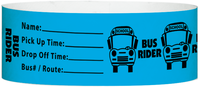 Tyvek® 1" x 10" Bus Rider pattern wristbands