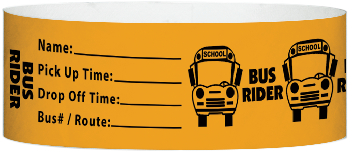 Tyvek® 1" x 10" Bus Rider pattern wristbands