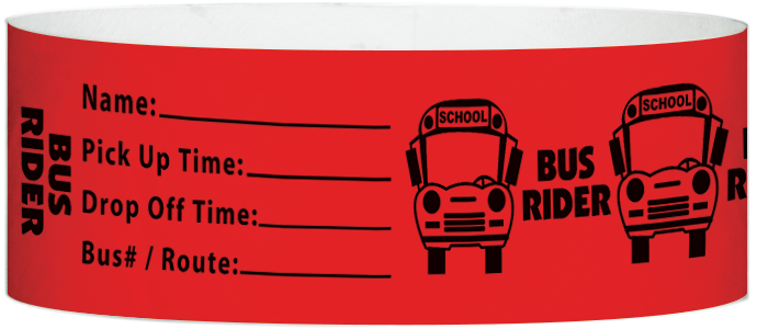 Tyvek® 1" x 10" Bus Rider pattern wristbands