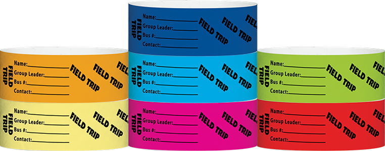 Tyvek® 1" x 10" Field Trip pattern wristbands