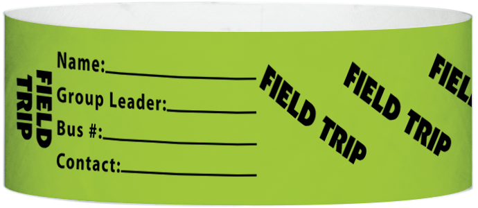 Tyvek® 1" x 10" Field Trip pattern wristbands