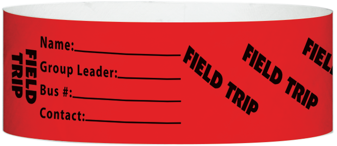 Tyvek® 1" x 10" Field Trip pattern wristbands