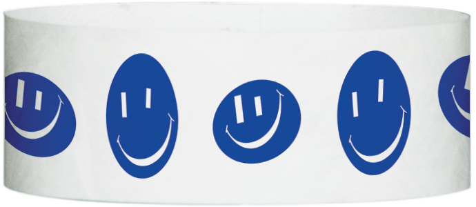 Tyvek® 1" x 10" Happy Face pattern wristbands