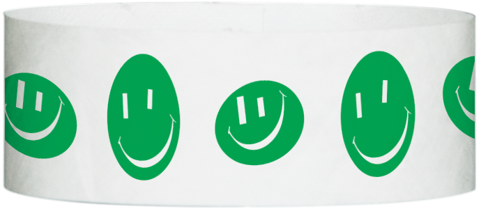 Tyvek® 1" x 10" Happy Face pattern wristbands