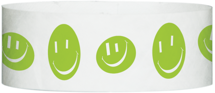 Tyvek® 1" x 10" Happy Face pattern wristbands