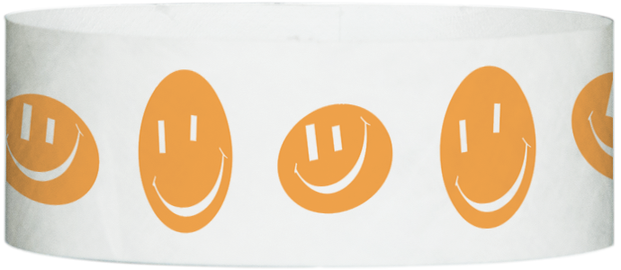 Tyvek® 1" x 10" Happy Face pattern wristbands