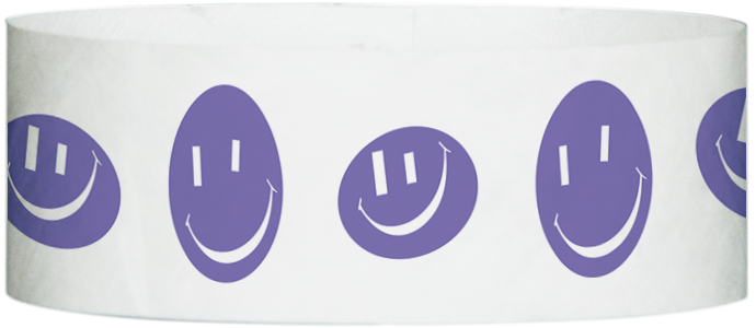 Tyvek® 1" x 10" Happy Face pattern wristbands