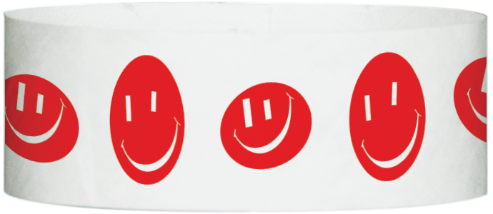 Tyvek® 1" x 10" Happy Face pattern wristbands