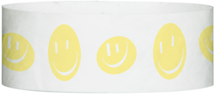 Tyvek® 1" x 10" Happy Face pattern wristbands