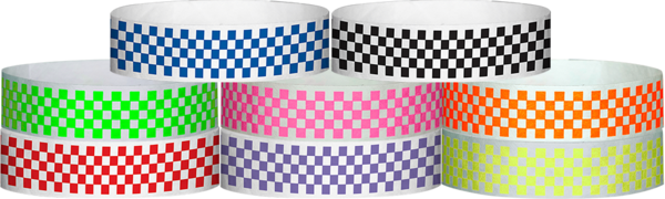 Tyvek® 1" x 10" Checkerboard pattern wristbands