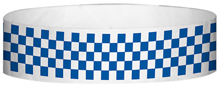 Tyvek® 1" x 10" Checkerboard pattern wristbands