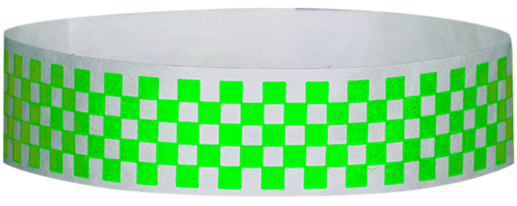 Tyvek® 1" x 10" Checkerboard pattern wristbands