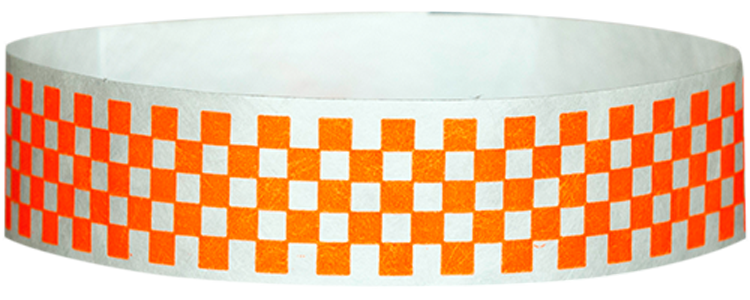 Tyvek® 1" x 10" Checkerboard pattern wristbands