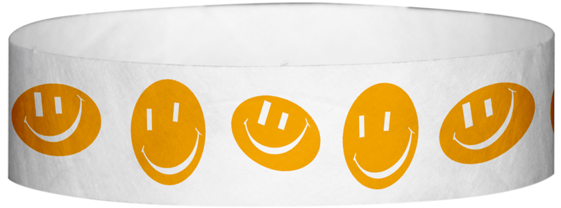 Tyvek® 1" x 10" Happy Face pattern wristbands