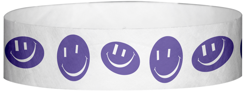 Tyvek® 1" x 10" Happy Face pattern wristbands