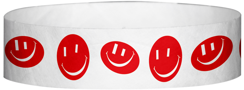 Tyvek® 1" x 10" Happy Face pattern wristbands