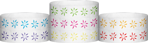 Tyvek® 3/4" x 10" Sun Face pattern wristbands