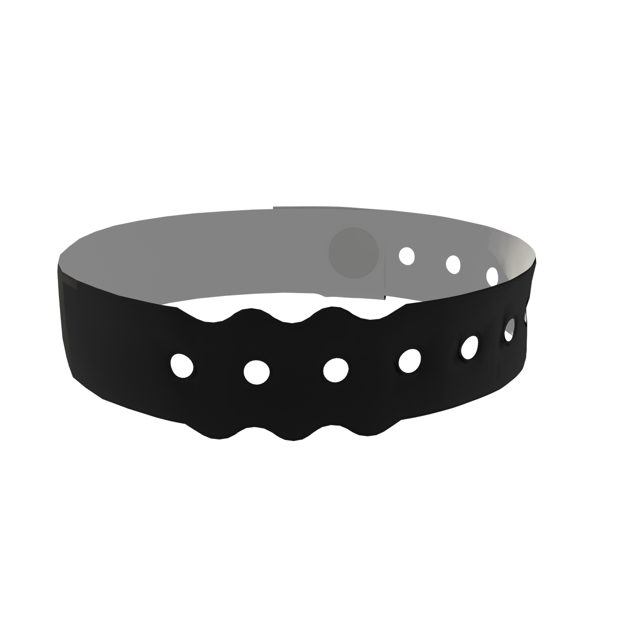 A Vinyl 3/4" x 10" L-Shape Snapped Solid Black wristband