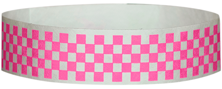 Tyvek® 1" x 10" Checkerboard pattern wristbands
