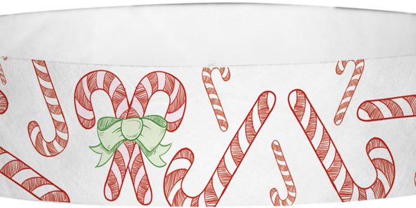 Tyvek Candy Canes Pattern Wristbands