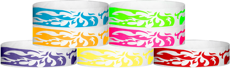 Tyvek Flames Pattern Wristbands