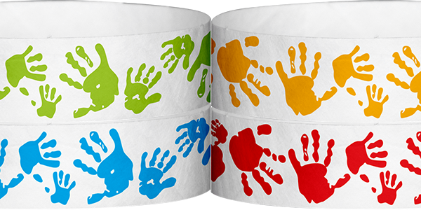 Tyvek Hand Prints Pattern Wristbands