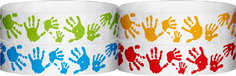 Tyvek Hand Prints Pattern Wristbands