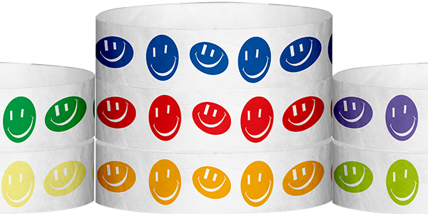 Tyvek Happy Face Pattern Wristbands