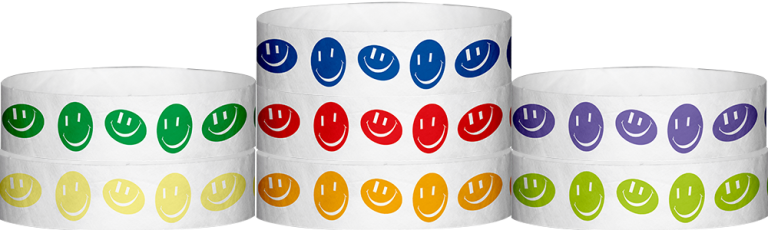 Tyvek Happy Face Pattern Wristbands