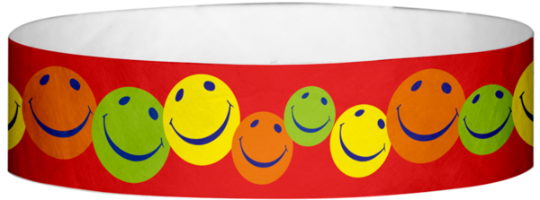Tyvek Multicolour Happy Face Pattern Wristbands