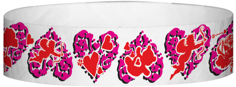 Tyvek Hearts Pattern Wristbands