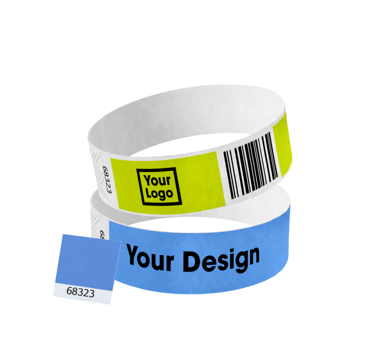 Customized Tyvek 1 Inch Wristbands Stubs